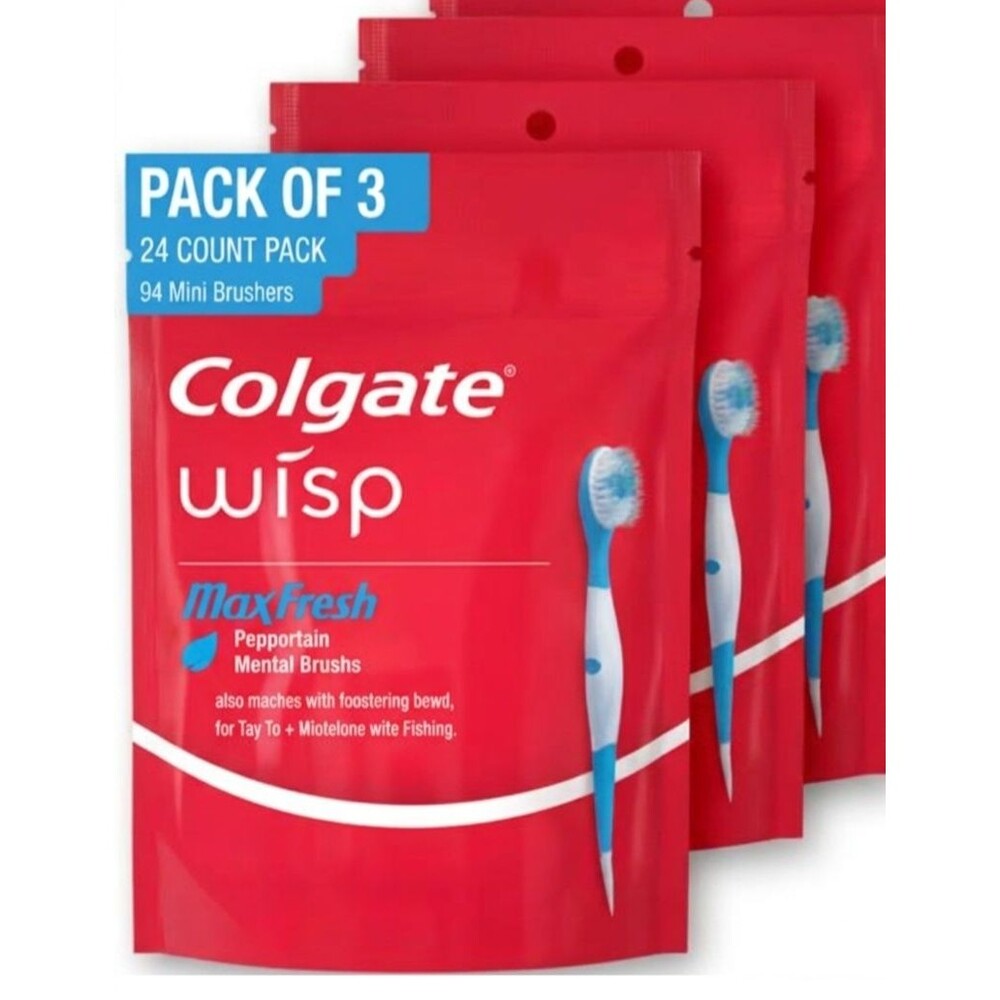 3-Pack Colgate Wisp Disposable Toothbrushes for Travel Blue White 72 Total Count